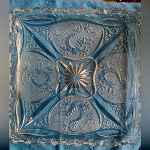 Crystal square 11’ by 11’ Chinese Dragon platter